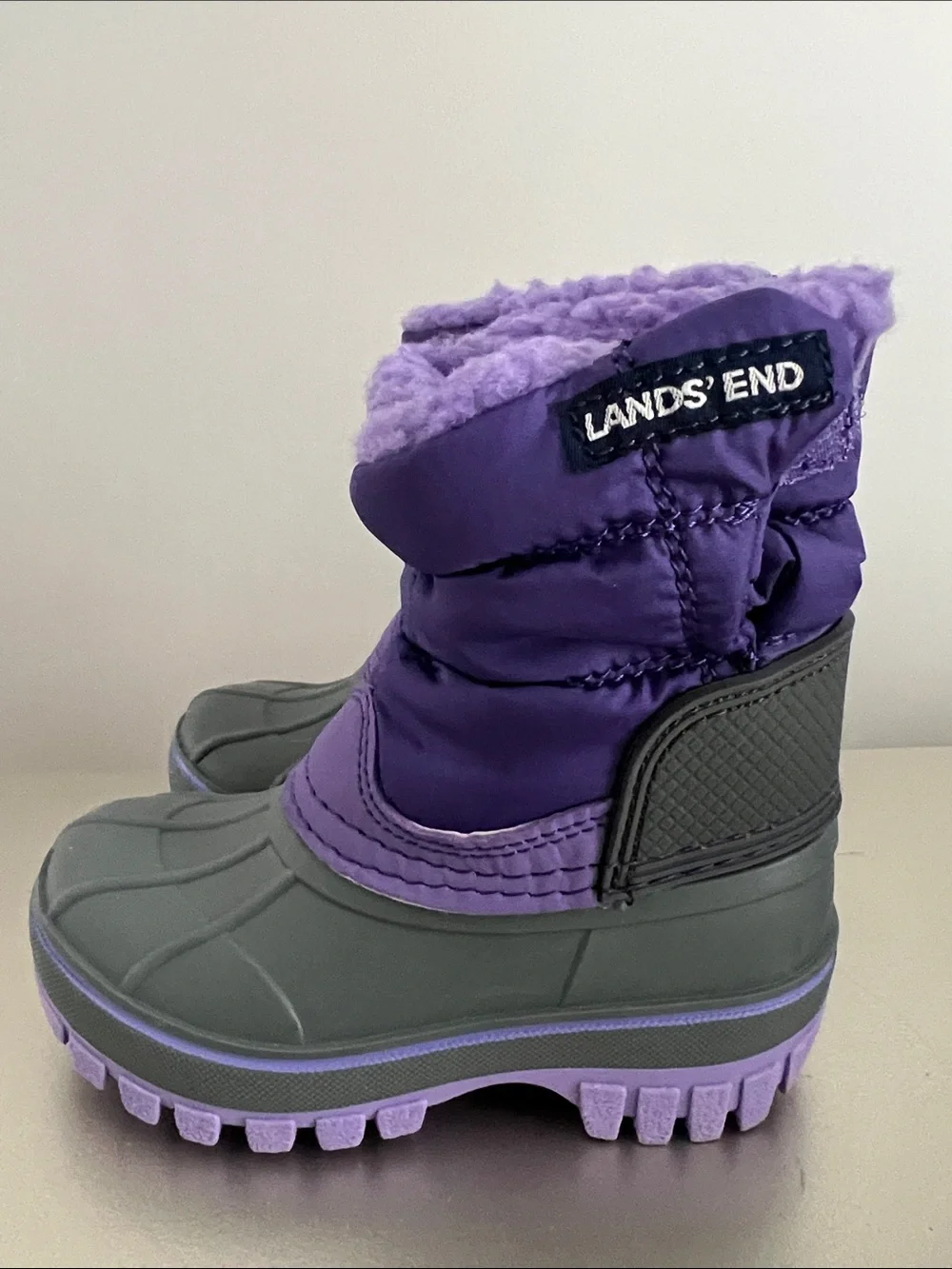 Lands' End Purple and Gray Kids Winter Boots
